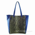 Snake Design Tote Bag with Two Zippers, Made of Jute/PU Material, OEM Printing are Welcome